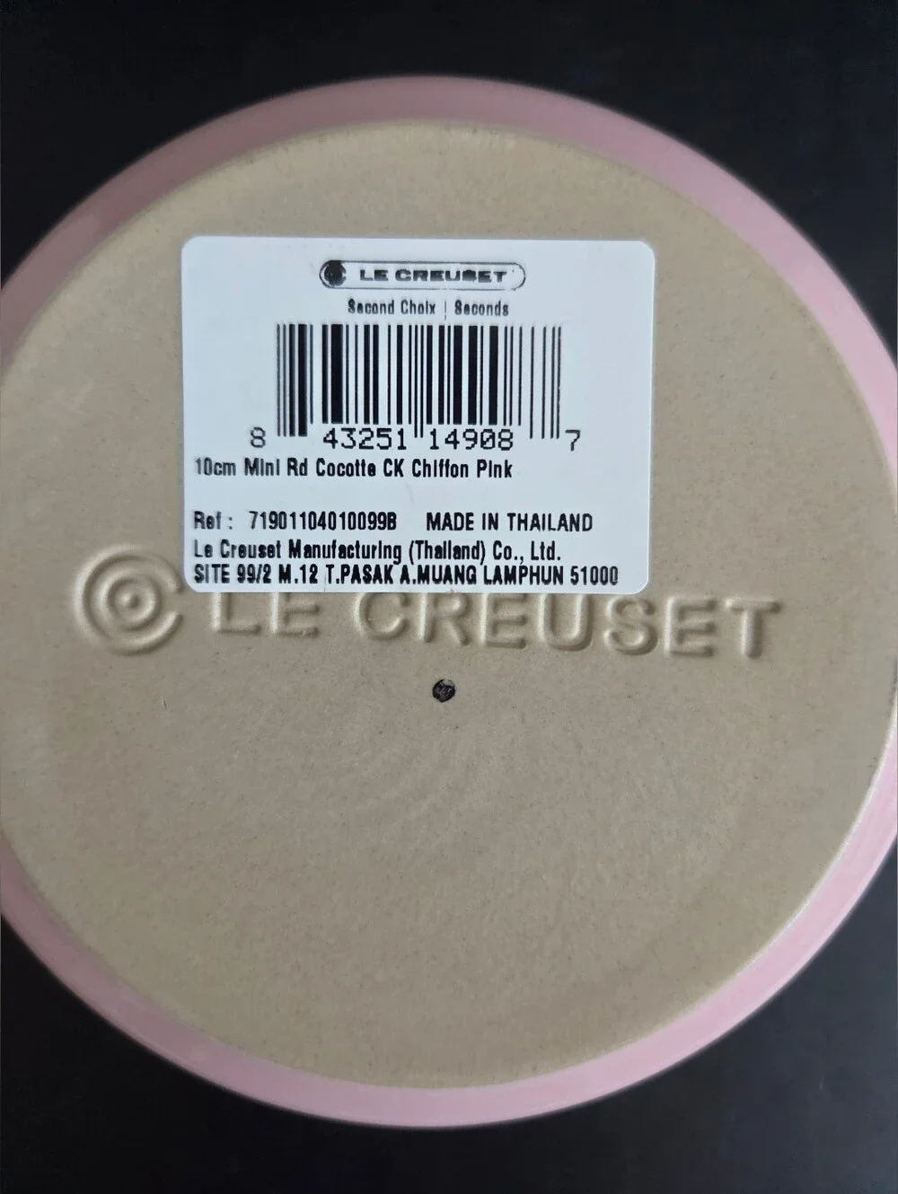 Le Creuset CHIFFON PINK Mini Round Cocotte Stoneware 8oz Second Choix